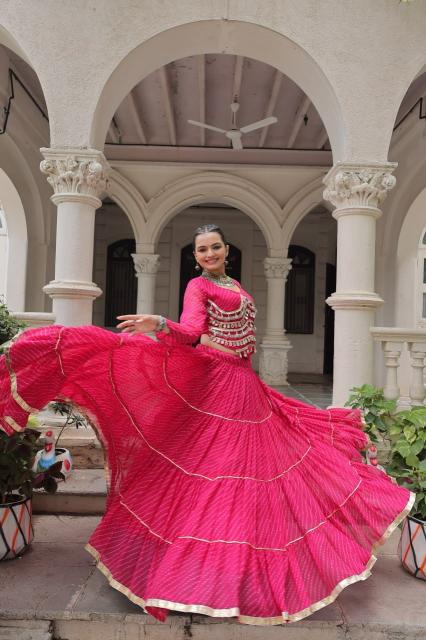 NAVRATRI KA 5047 Leheriya Pink Traditional lehenga choli in Pune